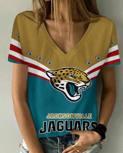 Jacksonville Jaguars Personalized V-neck Women T-shirt