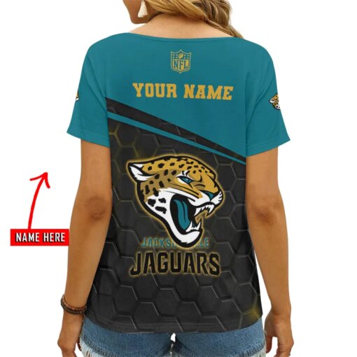 Jacksonville Jaguars Personalized V-neck Women T-shirt AGC39