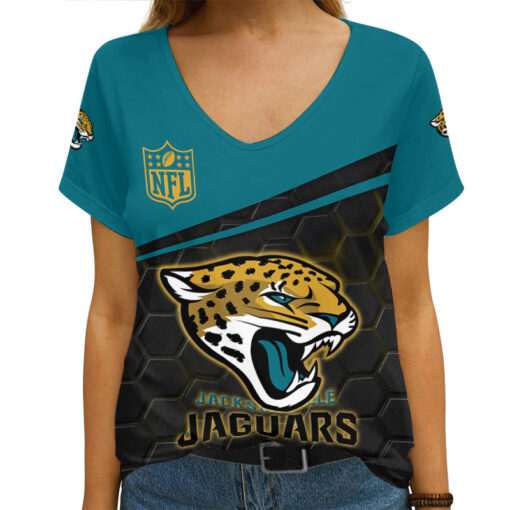 Jacksonville Jaguars Personalized V-neck Women T-shirt AGC39