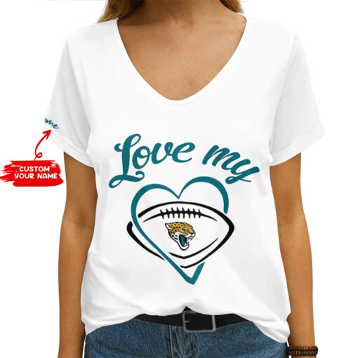 Jacksonville Jaguars Personalized V-neck Women T-shirt AGC48