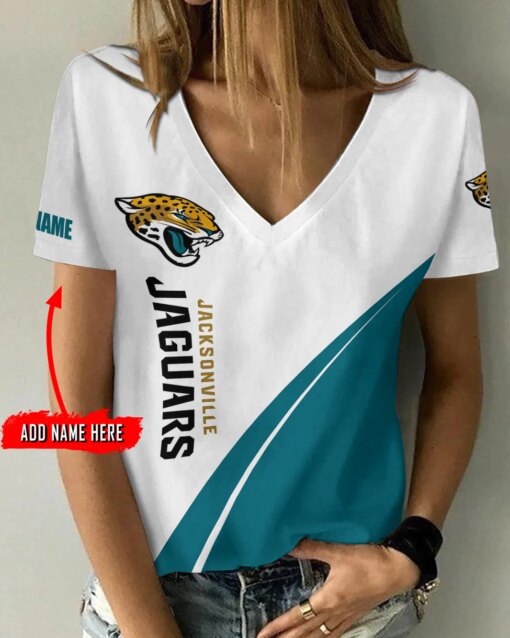 Jacksonville Jaguars Personalized V-neck Women T-shirt AGCWTS231