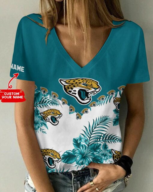 Jacksonville Jaguars Personalized V-neck Women T-shirt BG606