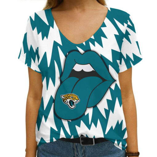 Jacksonville Jaguars Summer V-neck Women T-shirt