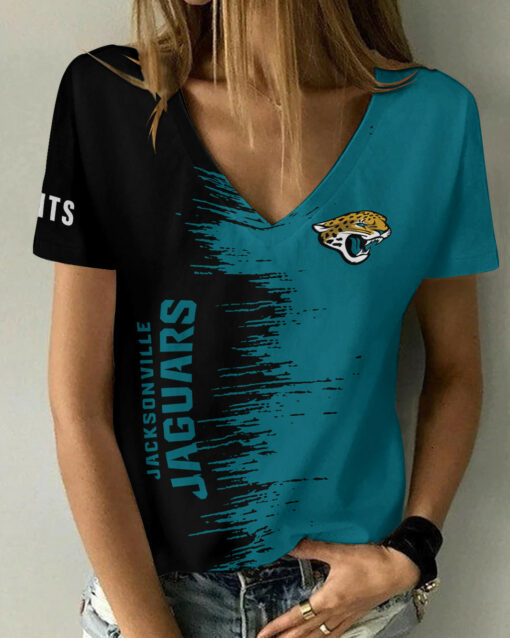 Jacksonville Jaguars Summer V-neck Women T-shirt BG21