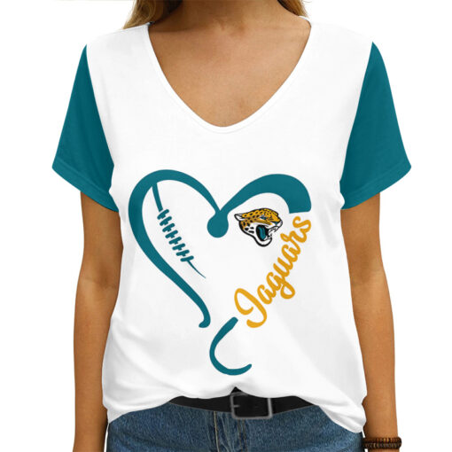 Jacksonville Jaguars V-neck Women T-shirt AGC63