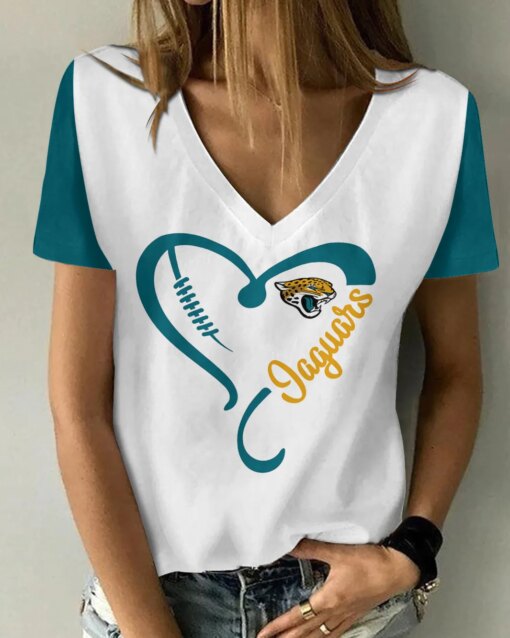 Jacksonville Jaguars V-neck Women T-shirt AGC63