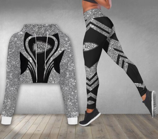 Kansas City Chiefs Combo Croptop Hoodie And Leggings AZCLG016+AZC2CTHD016