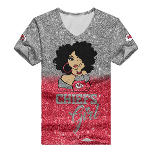 Kansas City Chiefs Personalized Summer V-neck Women T-shirt BG38