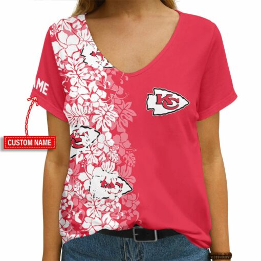 Kansas City Chiefs Personalized V-neck Women T-shirt