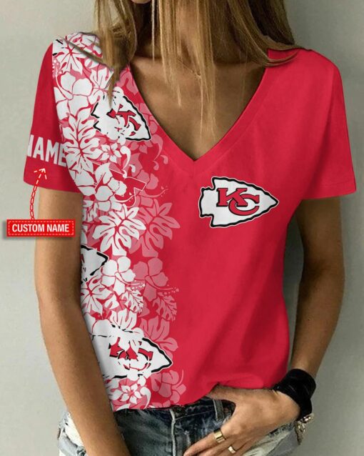 Kansas City Chiefs Personalized V-neck Women T-shirt