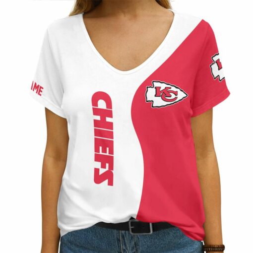 Kansas City Chiefs Personalized V-neck Women T-shirt