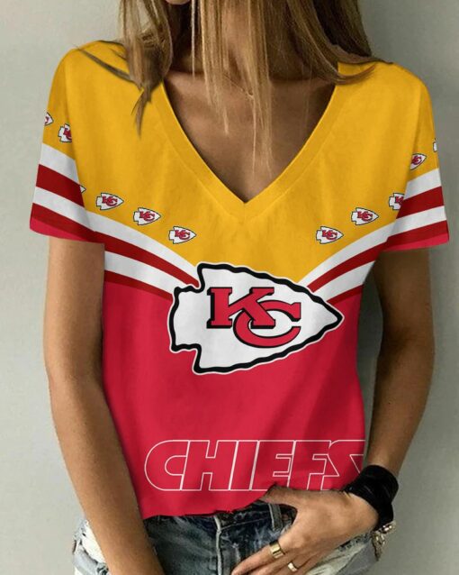 Kansas City Chiefs Personalized V-neck Women T-shirt