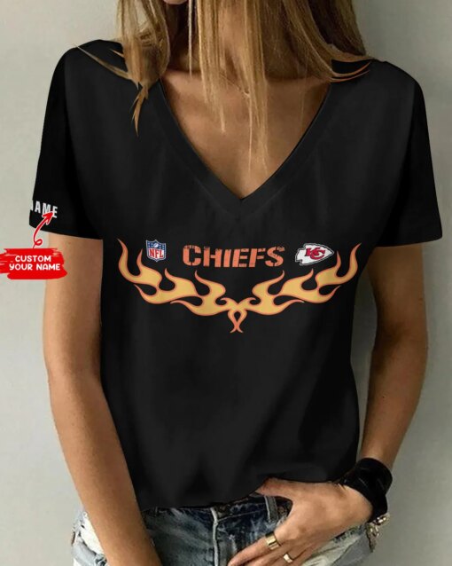 Kansas City Chiefs Personalized V-neck Women T-shirt AGC09