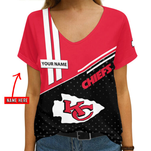 Kansas City Chiefs Personalized V-neck Women T-shirt AGC41