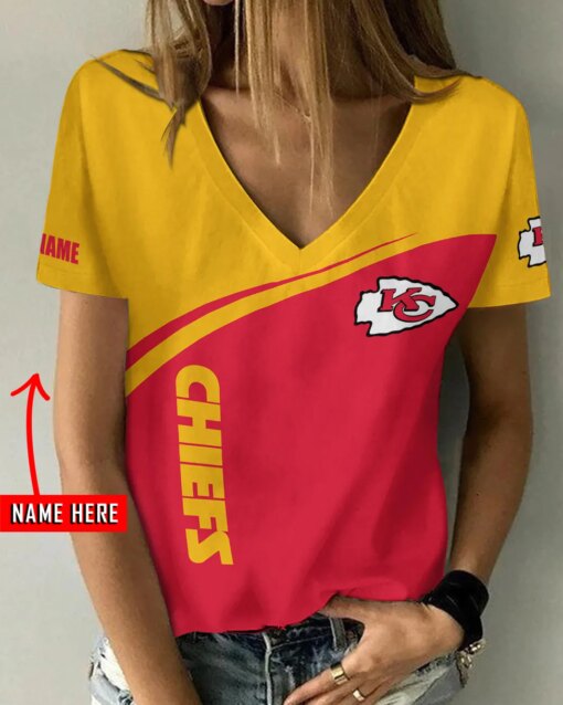 Kansas City Chiefs Personalized V-neck Women T-shirt AGCWTS303