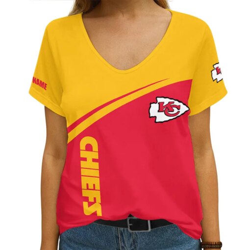 Kansas City Chiefs Personalized V-neck Women T-shirt AGCWTS303