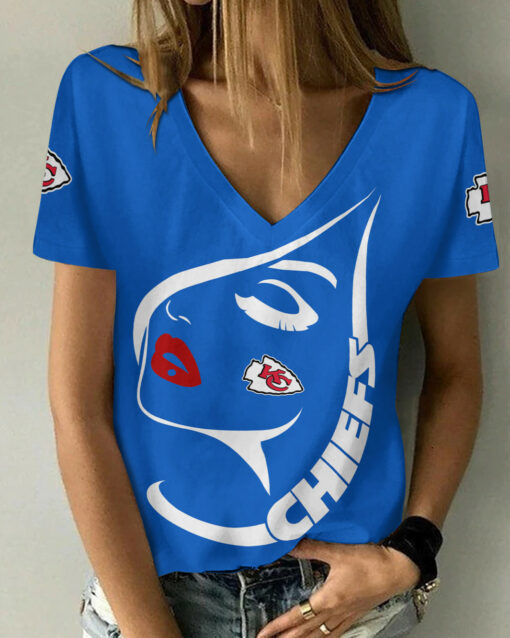 Kansas City Chiefs Summer V-neck Women T-shirt 133