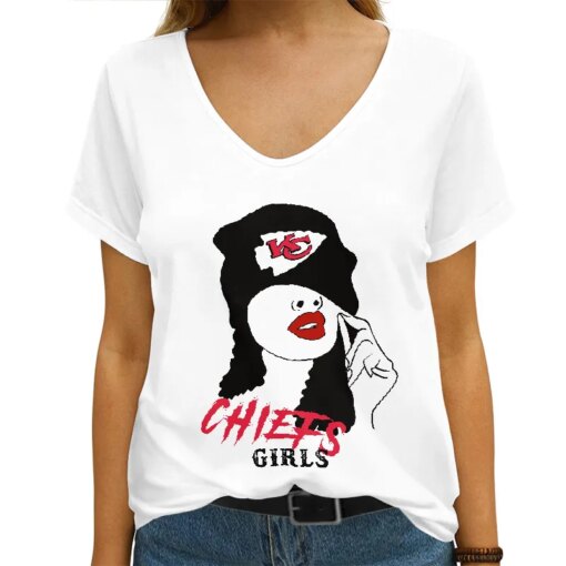 Kansas City Chiefs V-neck Women T-shirt AGCWTS267