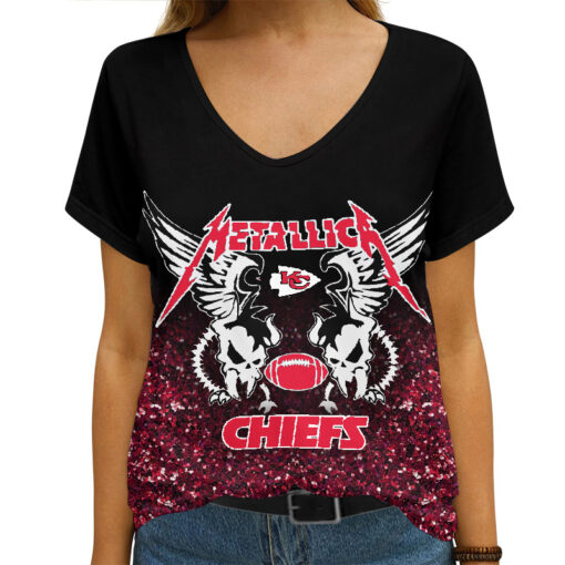 Kansas City Chiefs V-neck Women T-shirt AGCWTS291