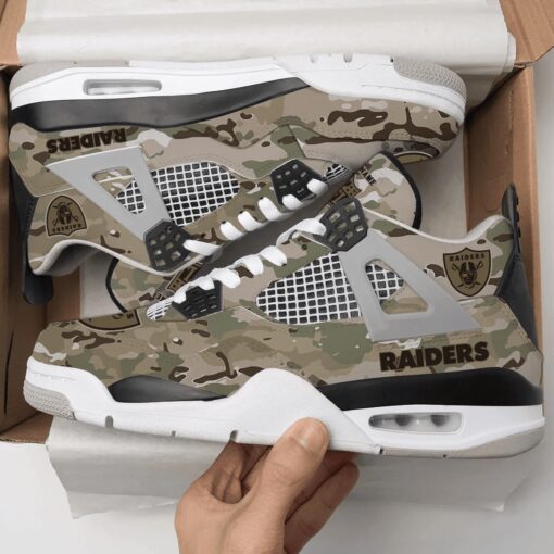 Las Vegas Raiders Camo Personalized AJ4 Sneaker BG12