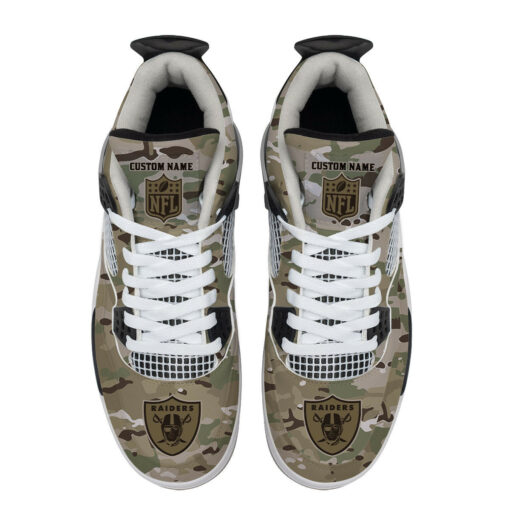 Las Vegas Raiders Camo Personalized AJ4 Sneaker BG12