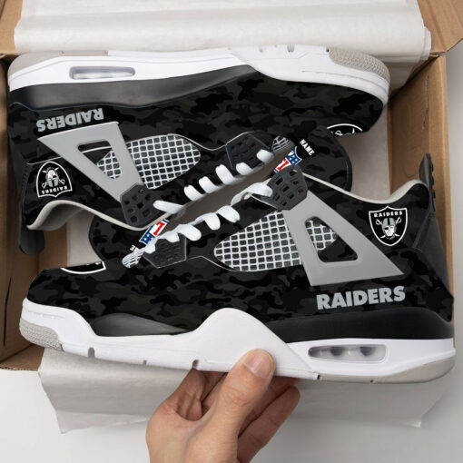 Las Vegas Raiders Camo Personalized AJ4 Sneaker BG71