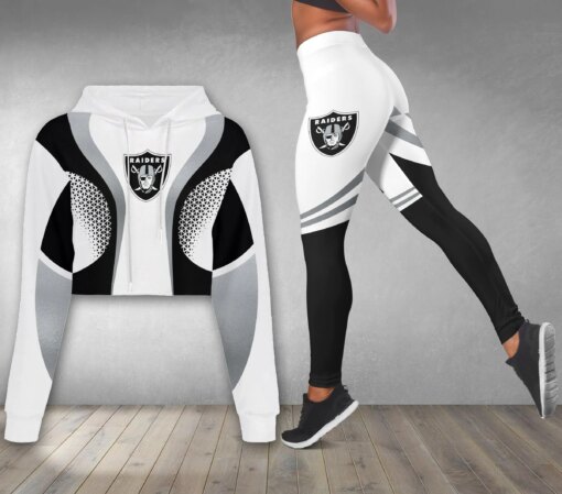 Las Vegas Raiders Combo Croptop Hoodie And Leggings AZCLG104+AZC2CHD104