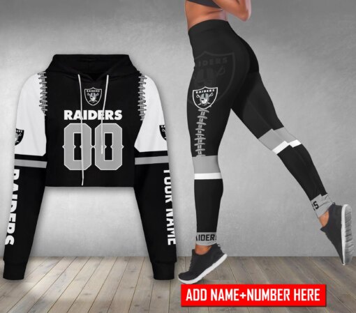 Las Vegas Raiders Personalized Combo Croptop Hoodie And Leggings AZCLG078+AZC2CHD078