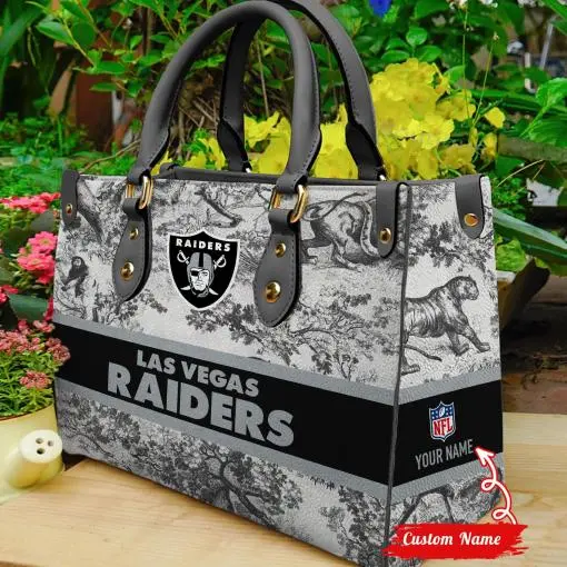 Las Vegas Raiders Personalized Leather Hand Bag BB316