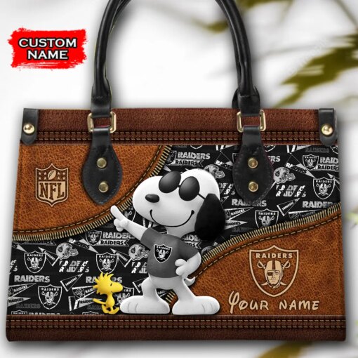 Las Vegas Raiders Personalized Leather Hand Bag BBLTHB552