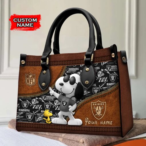 Las Vegas Raiders Personalized Leather Hand Bag BBLTHB552