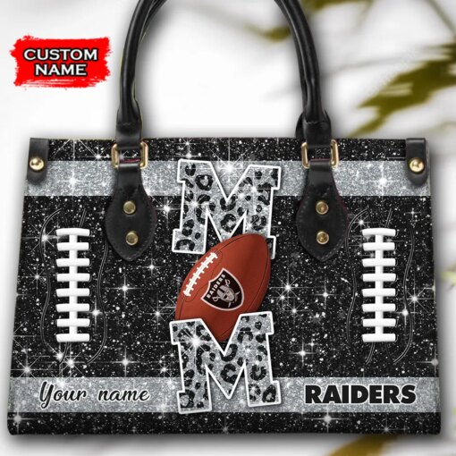 Las Vegas Raiders Personalized Leather Hand Bag BBLTHB584