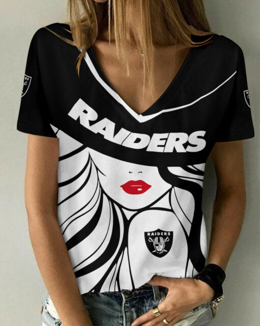 Las Vegas Raiders Personalized Summer V-neck Women T-shirt 151