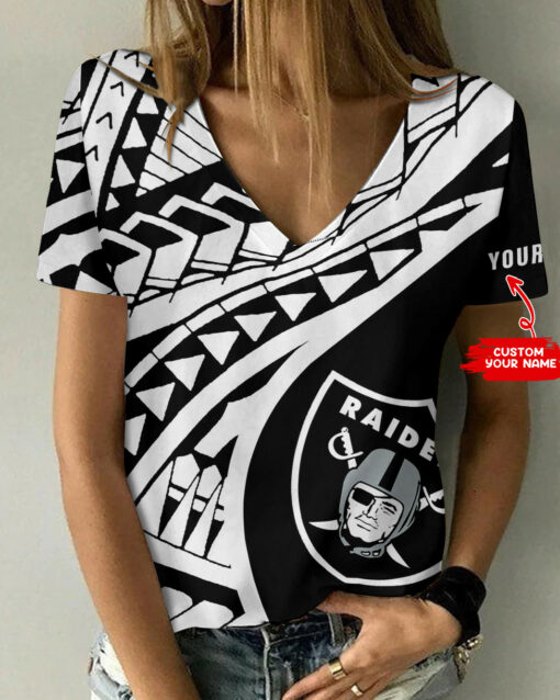 Las Vegas Raiders Personalized Summer V-neck Women T-shirt BG198