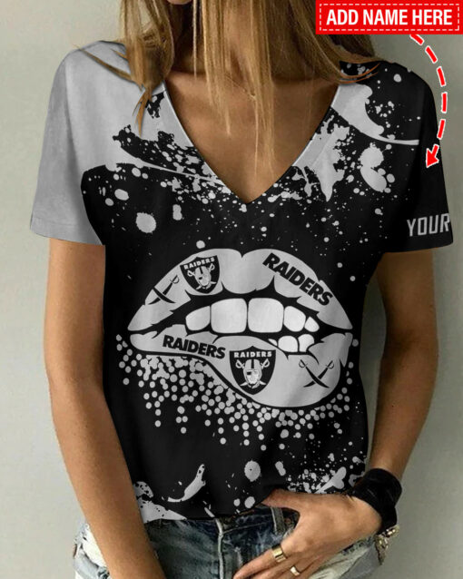 Las Vegas Raiders Personalized Summer V-neck Women T-shirt BG249