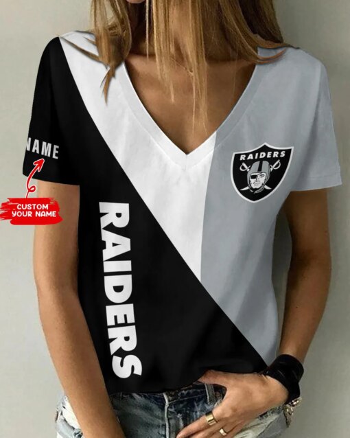 Las Vegas Raiders Personalized Summer V-neck Women T-shirt BG372