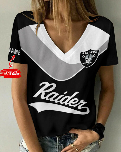 Las Vegas Raiders Personalized Summer V-neck Women T-shirt BG402