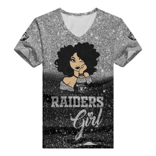 Las Vegas Raiders Personalized Summer V-neck Women T-shirt BG41