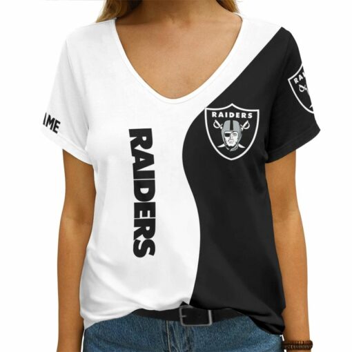 Las Vegas Raiders Personalized V-neck Women T-shirt