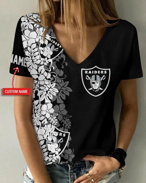 Las Vegas Raiders Personalized V-neck Women T-shirt