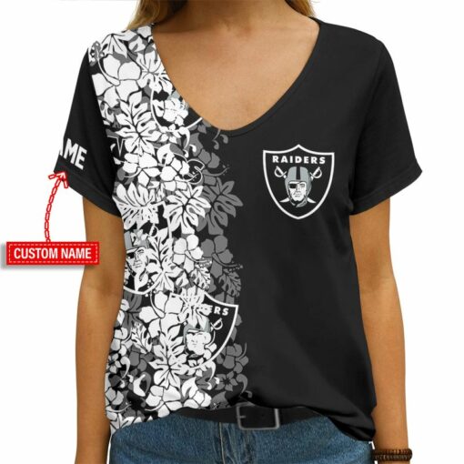 Las Vegas Raiders Personalized V-neck Women T-shirt