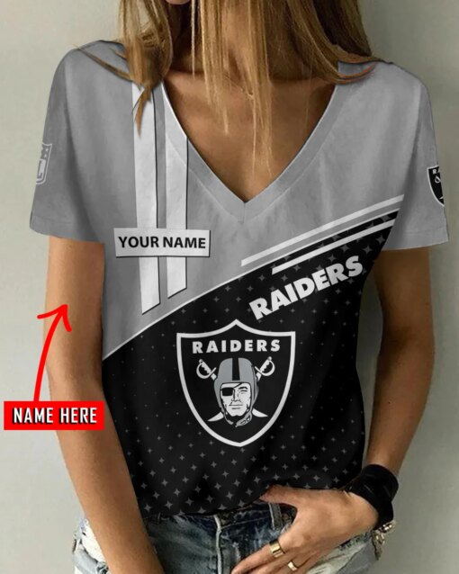 Las Vegas Raiders Personalized V-neck Women T-shirt AGC43