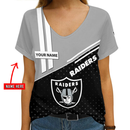 Las Vegas Raiders Personalized V-neck Women T-shirt AGC43