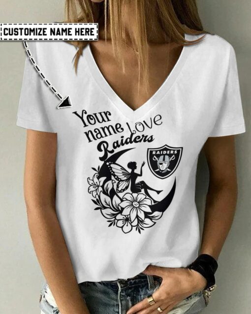 Las Vegas Raiders Personalized V-neck Women T-shirt BG526