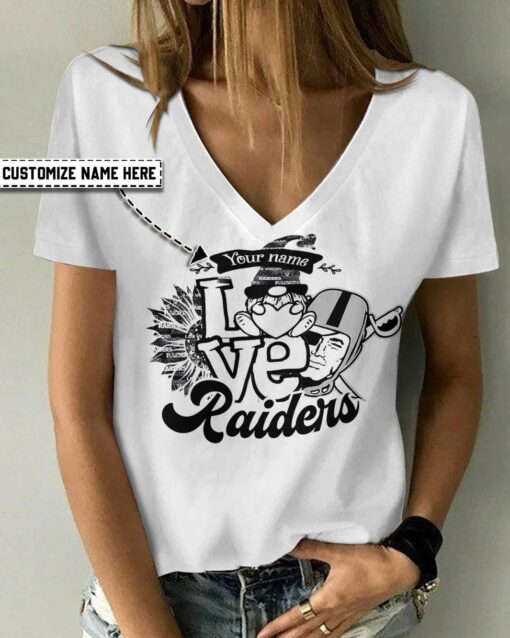 Las Vegas Raiders Personalized V-neck Women T-shirt BG559