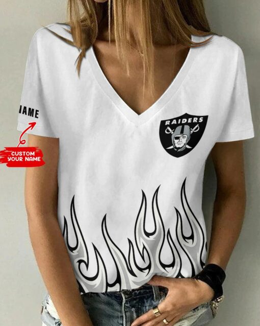 Las Vegas Raiders Personalized V-neck Women T-shirt BG798