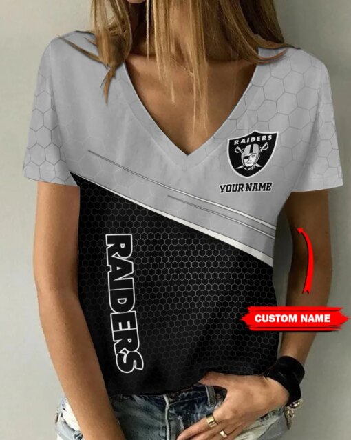 Las Vegas Raiders Personalized V-neck Women T-shirt BG961