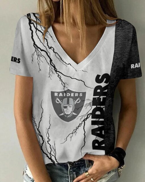 Las Vegas Raiders Summer V-neck Women T-shirt BG300