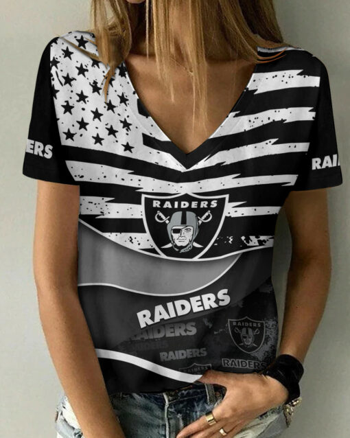 Las Vegas Raiders Summer V-neck Women T-shirt BG332