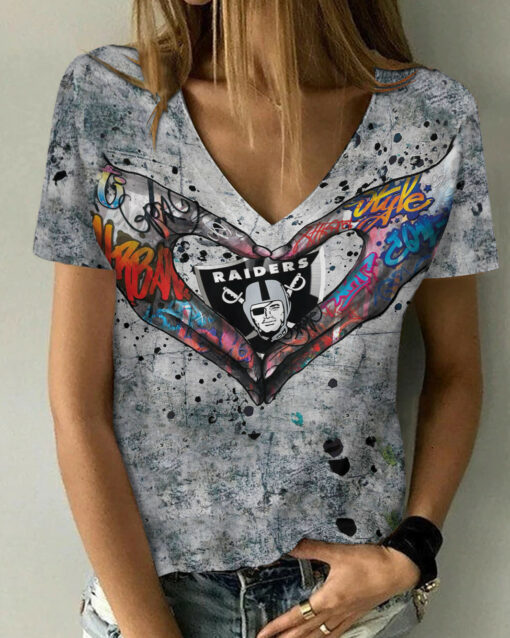 Las Vegas Raiders Summer V-neck Women T-shirt BG400